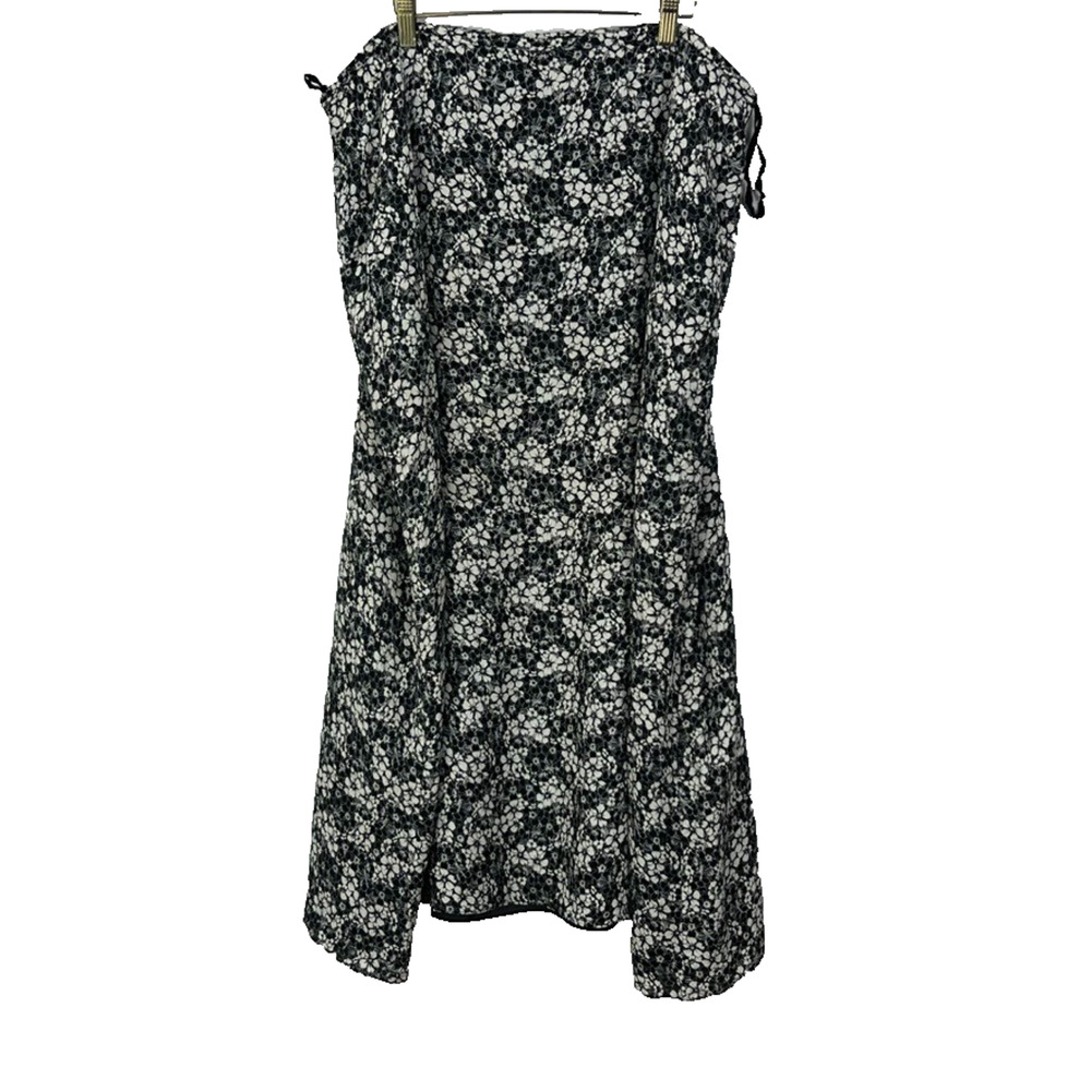 Rena Rowan Skirt Zip Up Womens 20W Black Floral Lined 100% Silk